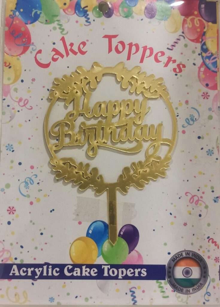 Decor Equip Golden Happy Birthday Tag Cake Topper Bansal Food Decor