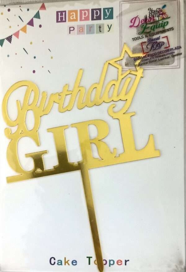 Decor Equip Birthday Girl Golden Tag Cake Topper Bansal Food Decor