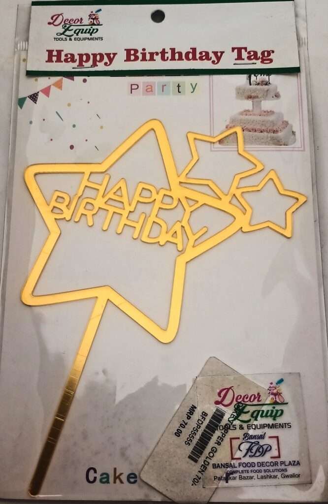 Decor Equip Happy Birthday Golden Tag Cake Topper Buy Bakery Raw