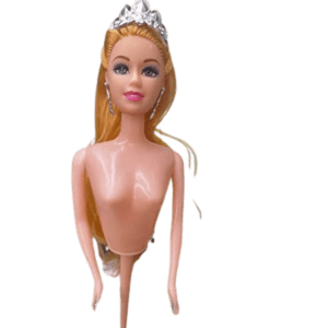 Plastic Doll Cake Topper with Crown in Golden Hair