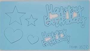 DIY Stamp Acrylic Happy Birthday with Star and Heart Shape Cake Decorating - TXHM135