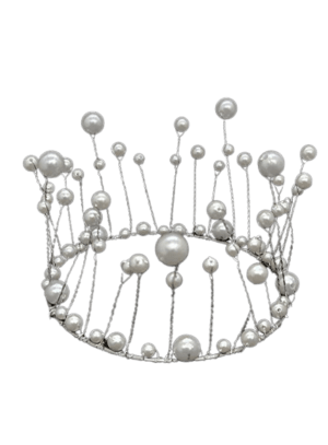 Decor Equip ‘Princess Silver Crown White Pearls’ Cake Topper