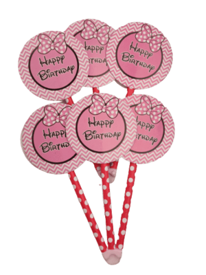 Clown Party Happy Birthday Stick Tag Cake Topper
