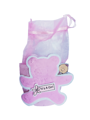 Basket for Chocolate/Gift Packing – Pink Fabric Teddy Bucket