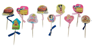 Decor Equip 'Happy Birthday' 'Car' 'Barbie' Stick Cake Topper - 10 Pcs