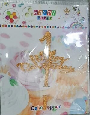 Decor Equip ‘Golden 1st Happy Birthday Tag’ Cake Topper