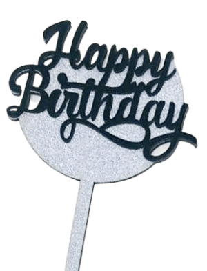 Decor Equip ‘Silver Happy Birthday Tag’ Cake Topper