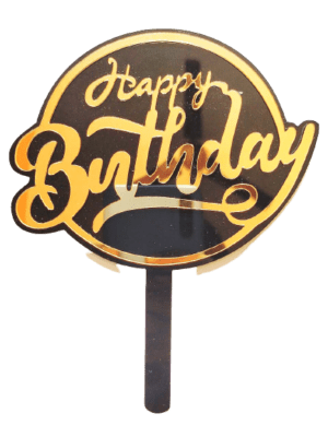 Decor Equip ‘Golden Brown Happy Birthday Tag’ Cake Topper