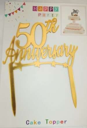 Decor Equip Golden 50th Anniversary Cake Topper