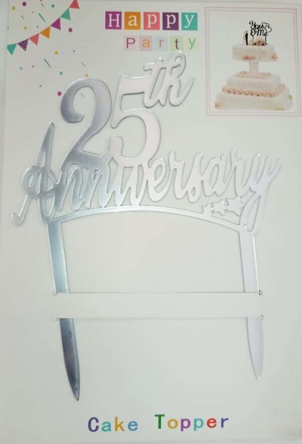 Decor Equip Silver 25th Anniversary Cake Topper