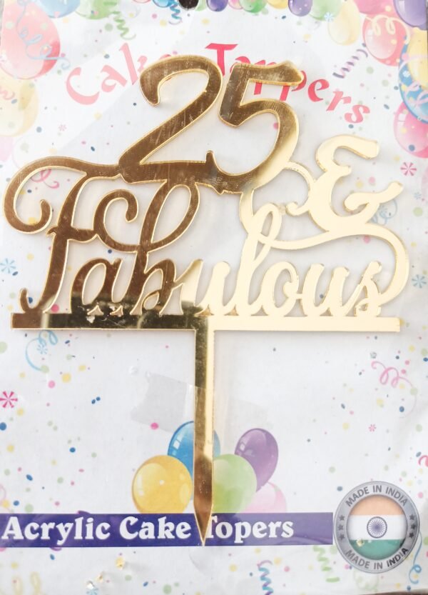 Decor Equip Golden 25 Fabulous Cake Topper