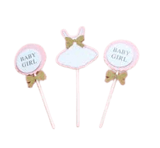 Decor Equip Baby Girl Tag Cake Topper