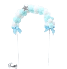 Decor Equip Blue White Cotton Ball Cake Topper