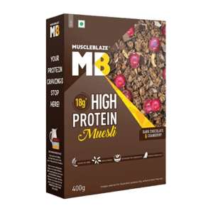 Muscle Blaze High Protein Muesli Dark Chocolate & Cranberry Snack - 400 gm