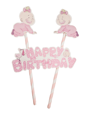 Decor Equip Happy Birthday Baby 2 Stick Tag Cake Topper