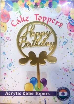 Decor Equip ‘Golden Happy Birthday Tag’ Cake Topper - (Small)