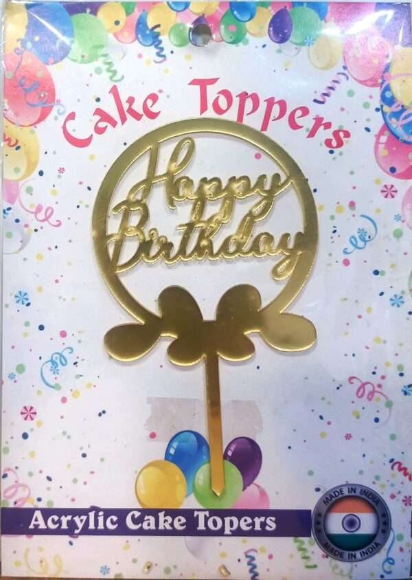 Decor Equip ‘Golden Happy Birthday Tag’ Cake Topper - (Small)