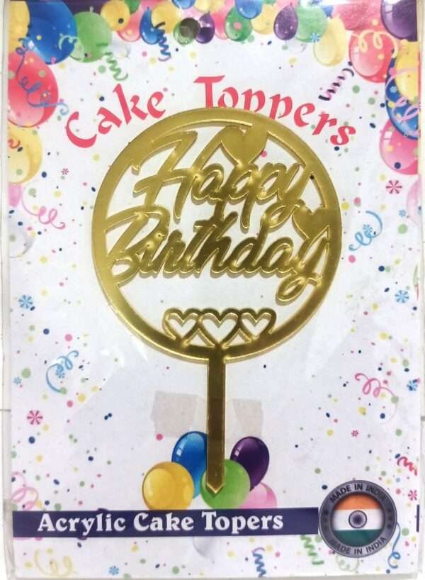 Decor Equip ‘Golden Happy Birthday Tag’ Cake Topper