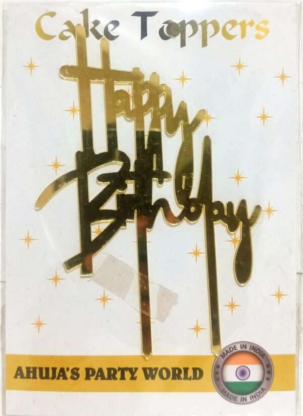 Decor Equip ‘Golden Happy Birthday Tag’ Cake Topper