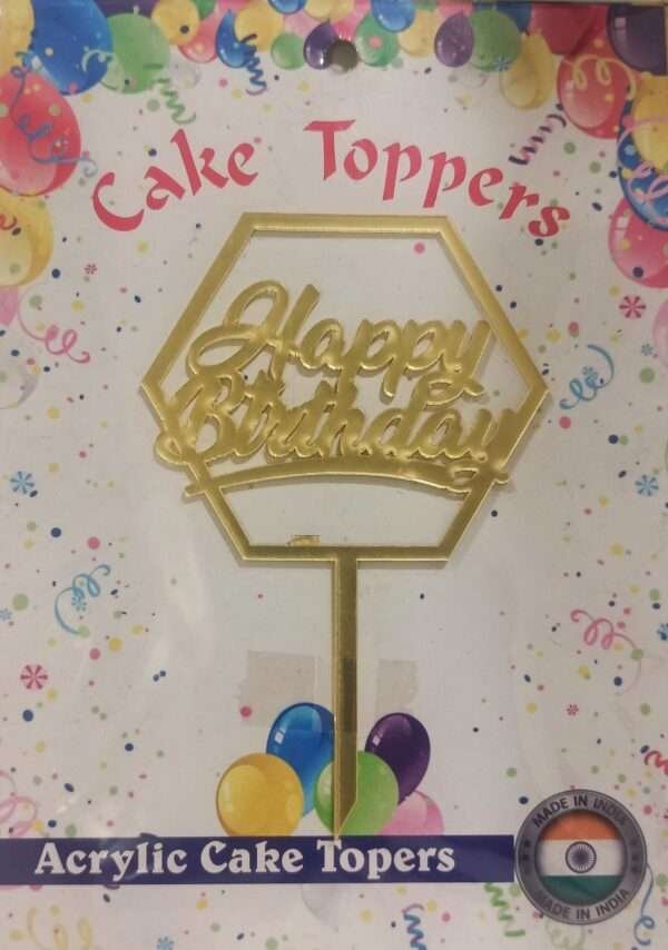 Decor Equip ‘Golden Happy Birthday Tag’ Cake Topper