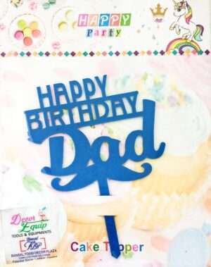 Decor Equip ‘Happy Birthday Dad Blue Tag’ Cake Topper