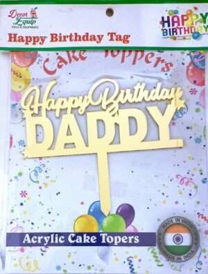 Decor Equip ‘Happy Birthday Daddy Golden Tag’ Cake Topper