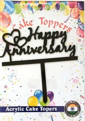 Decor Equip ‘Happy Anniversary Black Tag’ Cake Topper