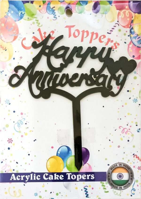 Decor Equip ‘Happy Anniversary Black Tag’ Cake Topper