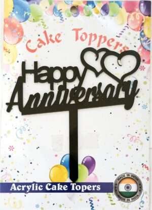 Decor Equip ‘Happy Anniversary Black Tag’ Cake Topper