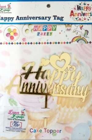 Decor Equip ‘Happy Anniversary Golden Tag’ Cake Topper