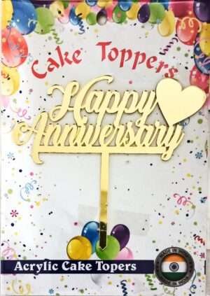 Decor Equip ‘Happy Anniversary Golden Tag’ Cake Topper