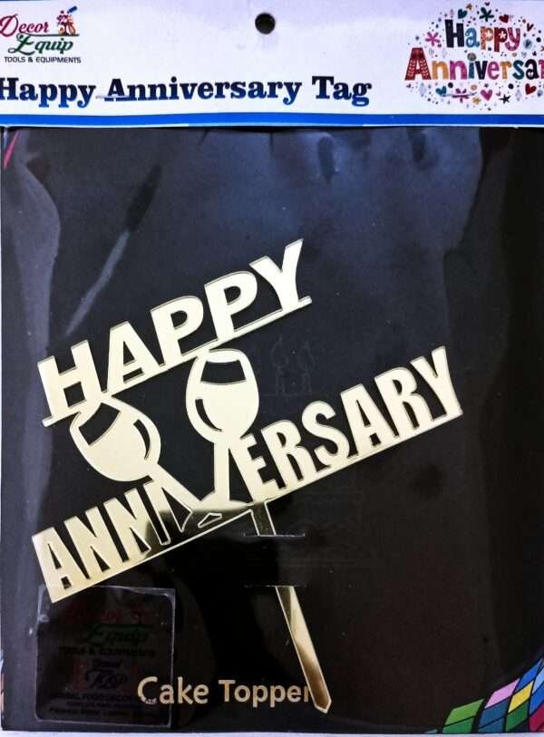 Decor Equip ‘Happy Anniversary Golden Tag’ Cake Topper