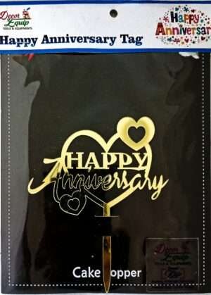 Decor Equip ‘Happy Anniversary Golden Tag’ Cake Topper