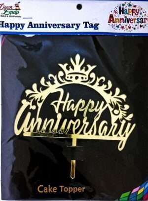 Decor Equip ‘Happy Anniversary Golden Tag’ Cake Topper