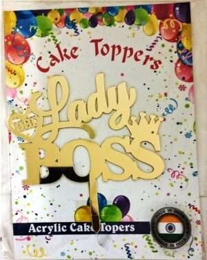 Decor Equip ‘Lady Boss Golden Tag’ Cake Topper