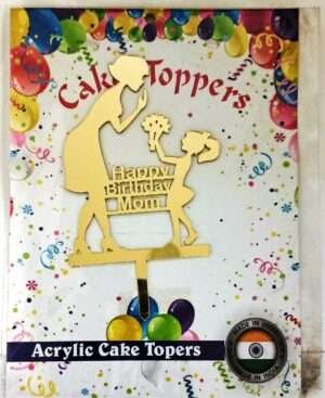 Decor Equip ‘Happy Birthday Mom Golden Tag’ Cake Topper