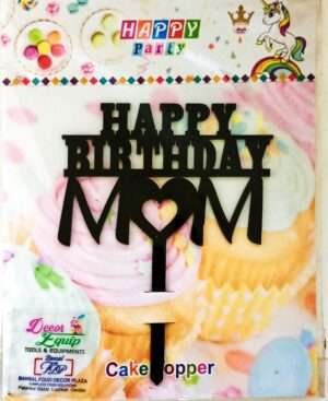 Decor Equip 'Happy Birthday Mom Black Tag’ Cake Topper