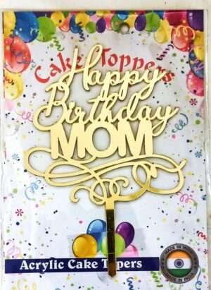 Decor Equip 'Happy Birthday Mom Golden Tag’ Cake Topper