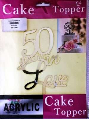 Decor Equip '50 Years in Love Golden Tag’ Cake Topper