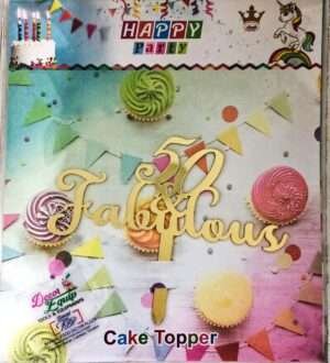 Decor Equip '50 & Fabulous Golden Tag’ Cake Topper