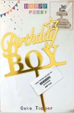 Decor Equip 'Birthday Boy Golden Tag’ Cake Topper
