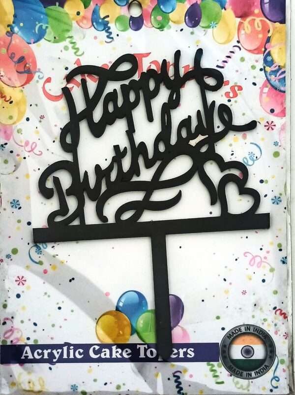 Decor Equip 'Happy Birthday Black Tag’ Cake Topper