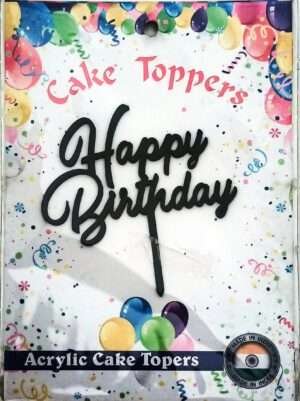 Decor Equip 'Happy Birthday Black Tag’ Cake Topper