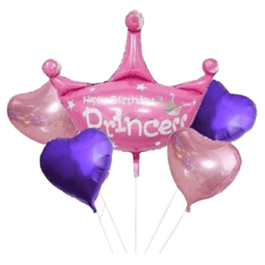 Decor Equip Princess Birthday Balloon Bouquet For First Birthday Decoration – 5 Pcs