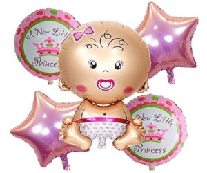 Decor Equip Baby Shower Foil Balloons Decoration Balloons (Pink) - 5 Pcs