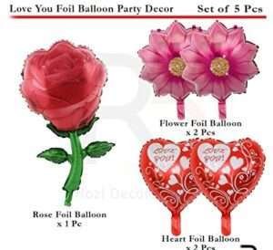 Decor Equip Red Rose Flower Shape Foil Balloon For Anniversary Valentine Decoration