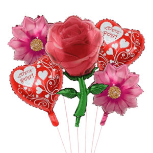 Decor Equip Red Rose Flower Shape Foil Balloon For Anniversary Valentine Decoration