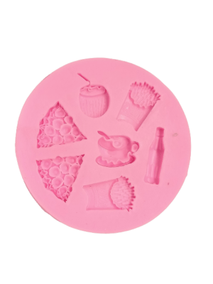 Silicone Fondant Mould Pink Snacks Pattern