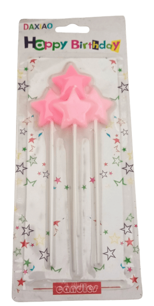 Decor Equip Birthday Candle Pink Star Design