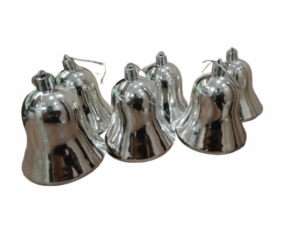 Decor Equip Christmas Tree Decoration Hanging Silver Bells – 6 Pcs